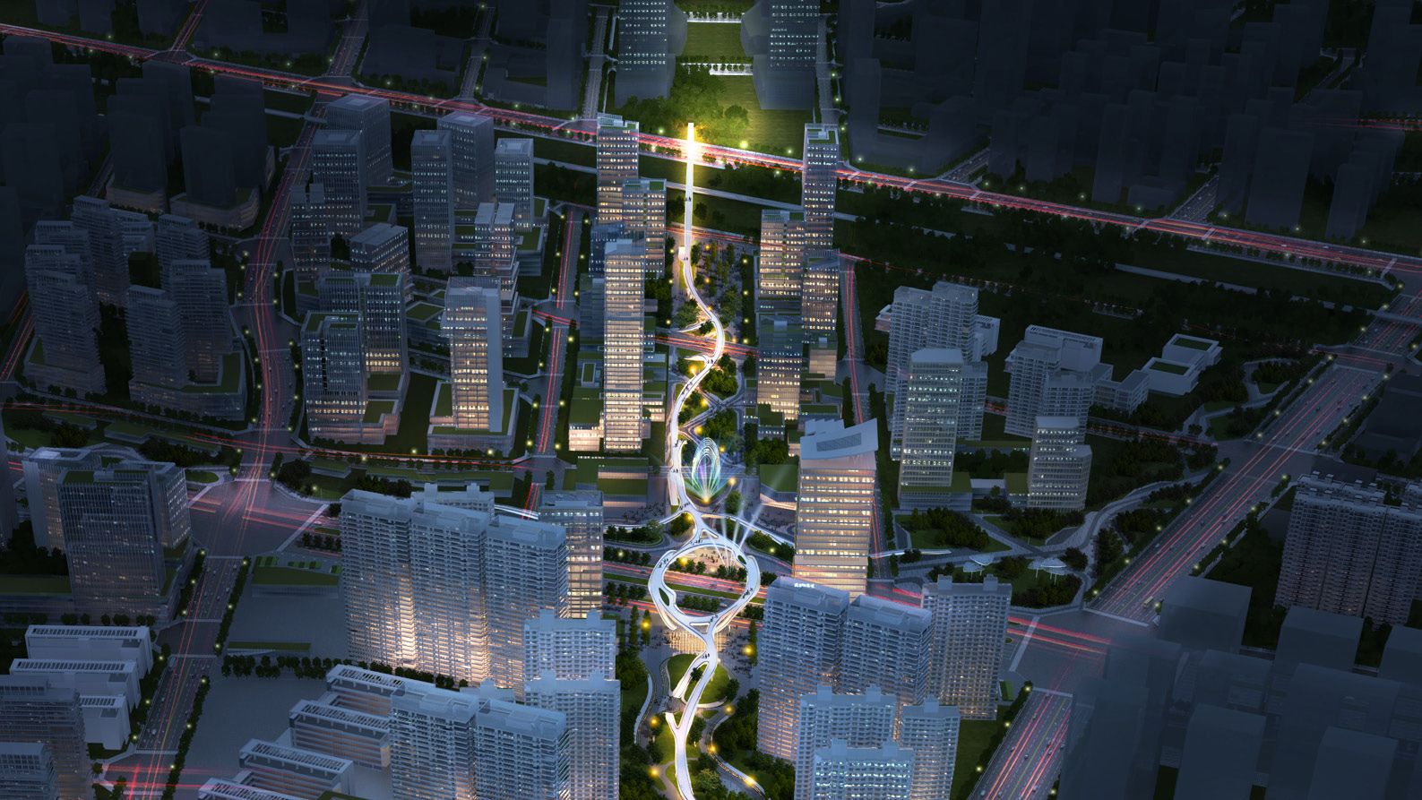 西咸新区丝路经济带能源金融贸易区国润城西区出让地块中轴绿地城市设计