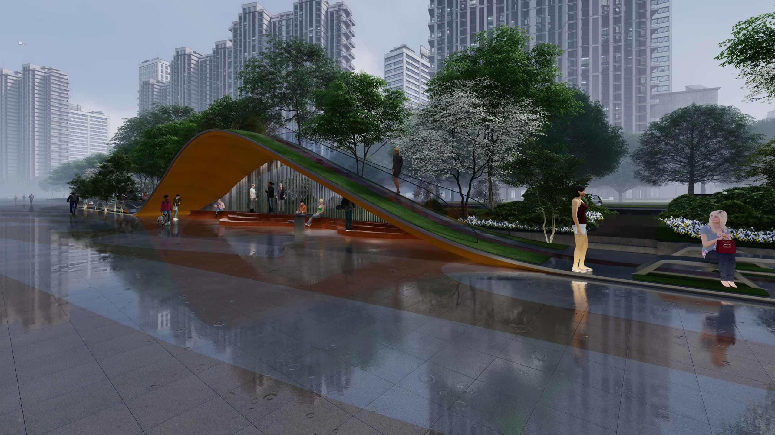 康安路丘园城市客厅微景观设计
