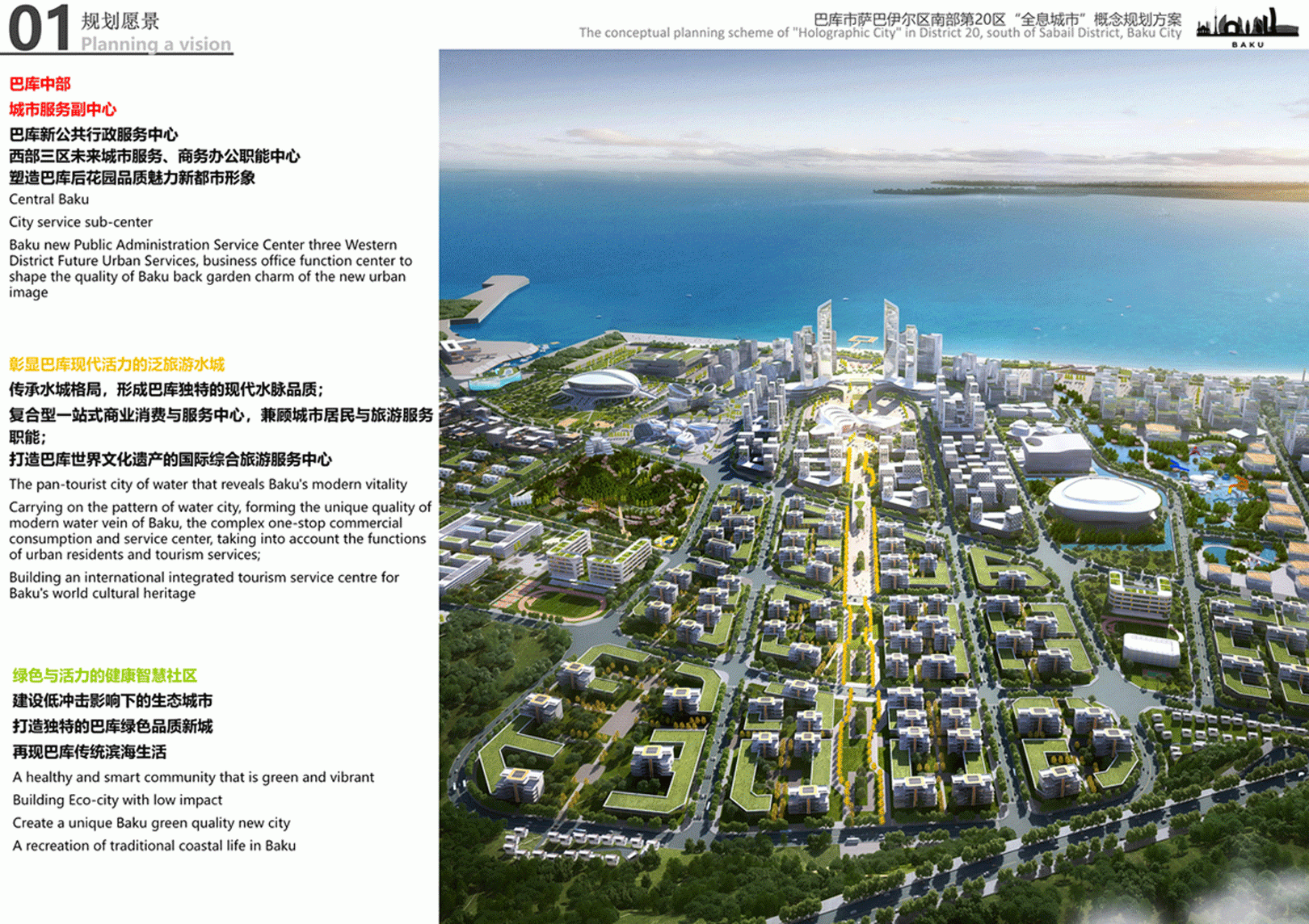 阿塞拜疆巴库市萨巴伊尔区新区“全息城市”概念规划方案