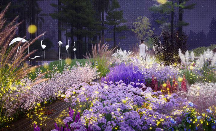 黄花沟综合公园滨水花境作品《邂鹤鸣》