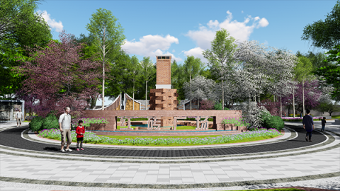 “红砖广场”用最真挚的设计，最朴实的材料、来诠释当地人们的记忆和精神，又是为2019年建国七十周年献上一份贺礼。