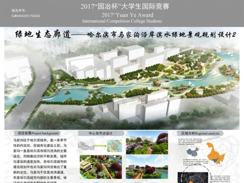 绿地生态廊道哈尔滨市马家沟沿岸滨水绿地景观设计